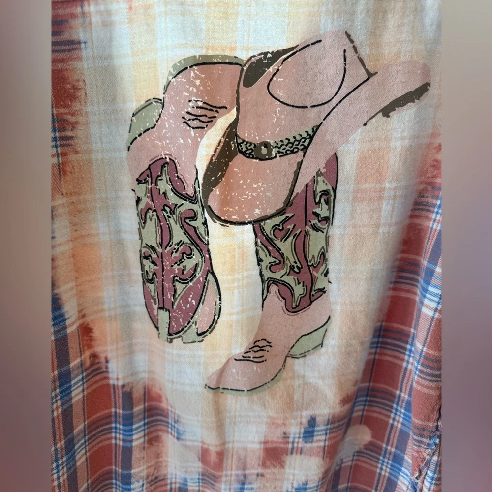 Blueb Collection Sz L Soft Puffed Sleeve Flannel - Picture 2 of 7